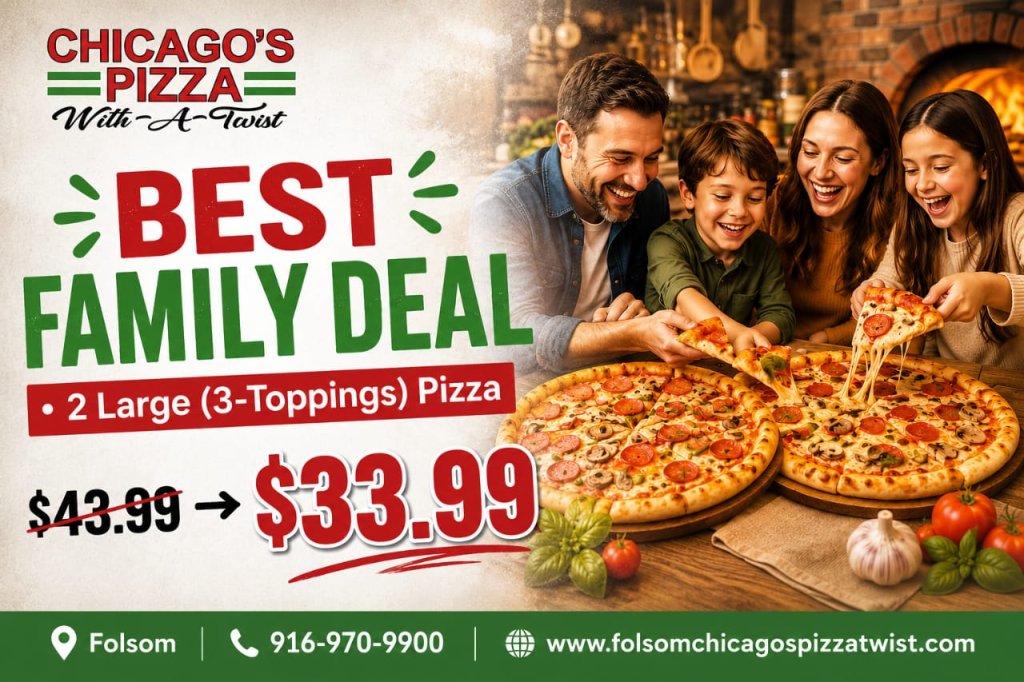Chicago's Pizza With A Twist family deal: 2 large pizzas for $33.99